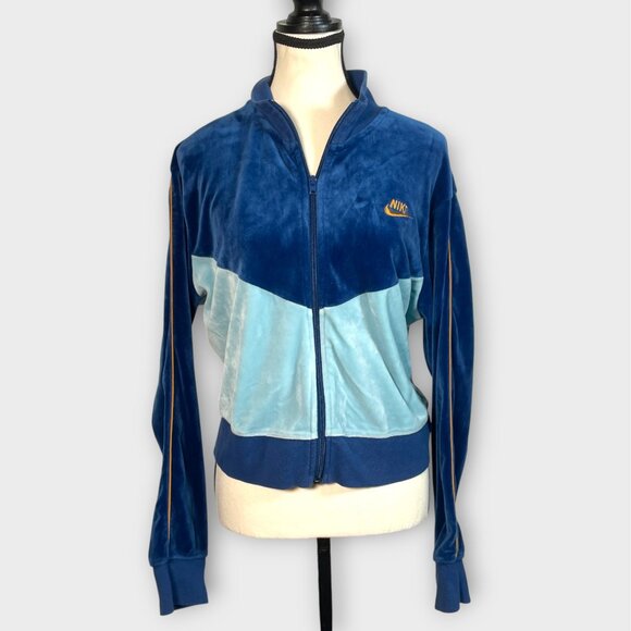 NIKE Velour Cropped Jacket XL Blue Full Zip - Picture 2 of 11